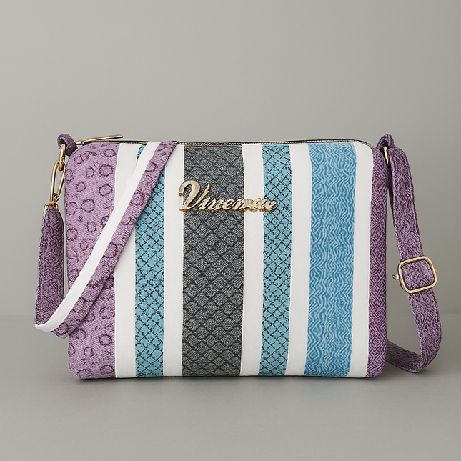 Purple Striped Crossbody Bag