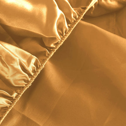 DreamZ Ultra Soft Silky Satin Bed Sheet Set in Queen Size in Gold
