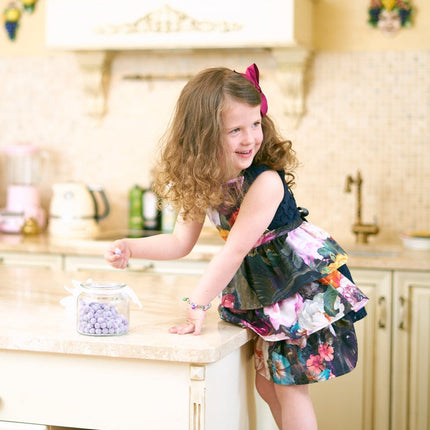 Kids Apron, Dark Floral 100% Cotton, Printed | Francine Black