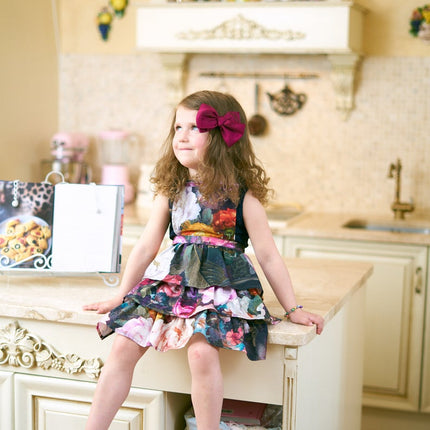 Kids Apron, Dark Floral 100% Cotton, Printed | Francine Black