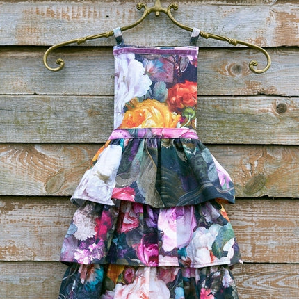 Kids Apron, Dark Floral 100% Cotton, Printed | Francine Black