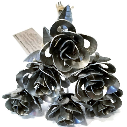 Half Dozen Metal Roses, Six Metal Roses, Welded Metal Rose Sculptures,