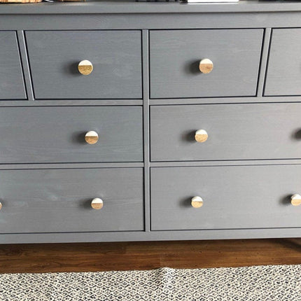 White Stone and Wood Cabinet Knobs, Modern Knobs and Pulls Handmade in