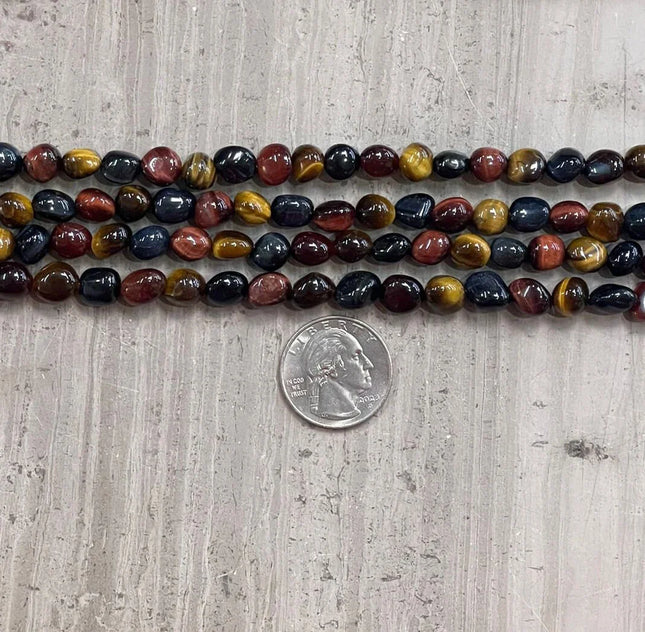3-Color Tiger Eye AA Nugget Strands-2