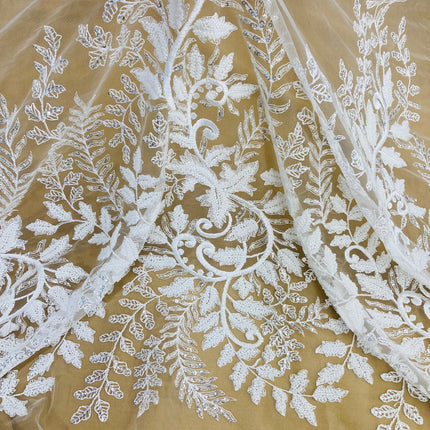 Beaded & Sequined Lace Fabric Embroidered on 100% Polyester Net Mesh | Lace USA - GD-67216-3