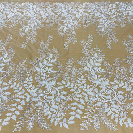 Beaded & Sequined Lace Fabric Embroidered on 100% Polyester Net Mesh | Lace USA - GD-67216-2