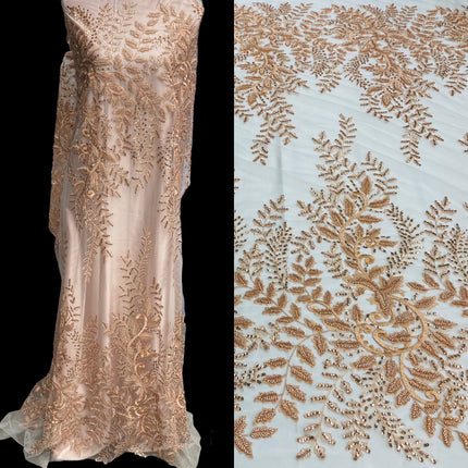 Beaded & Sequined Lace Fabric Embroidered on 100% Polyester Net Mesh | Lace USA - GD-67216-0