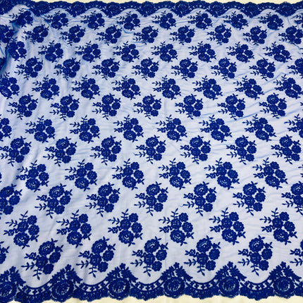 Corded Bridal Lace Fabric Embroidered on 100% Polyester Net Mesh | Lace USA - 95412W-1