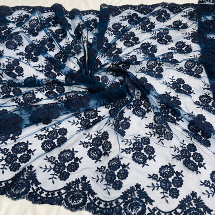 Corded Bridal Lace Fabric Embroidered on 100% Polyester Net Mesh | Lace USA - 95412W-7