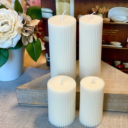 Minimalist Ribbed Pillar Candles