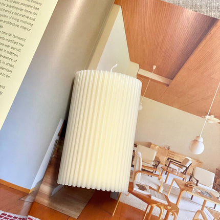 Minimalist Ribbed Pillar Candles
