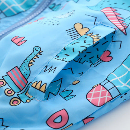 Baby Boy Cartoon Pattern Zipper Front Design Mesh Cloth Jacket Coat