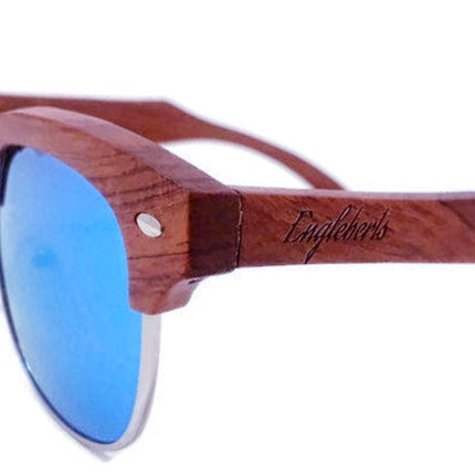 Brazilian Pear Wood Sunglasses, Ice Blue Polarized Lenses