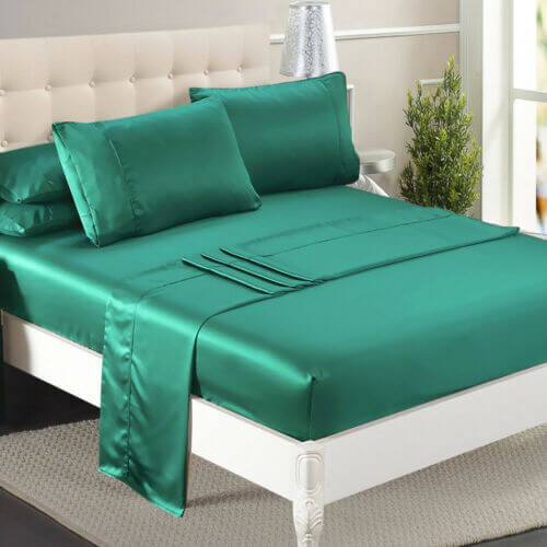 DreamZ Ultra Soft Silky Satin Bed Sheet Set in King Single Size in