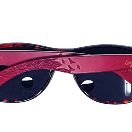 Red Bamboo Tortoise Framed Sunglasses With Wood Case, Artisan Engraved